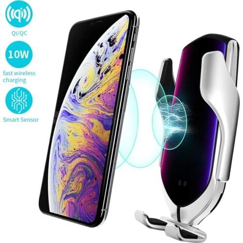 Smart Sensor Wireless Car Charger Mount Automatic Clamping 10W Fast Charging Holder Mobile Magnet Holder кот подставка