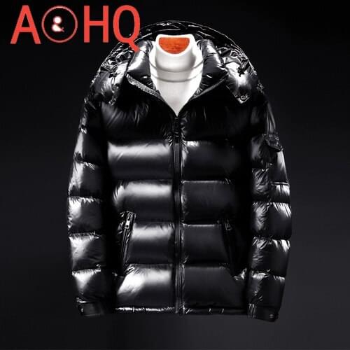 AYUNCUE Mens Down Jacket Men Winter Coat Mens Thick Clothes Short Shiny 90% Gray Goose Down Padded Jackets Veste Homme LXR824