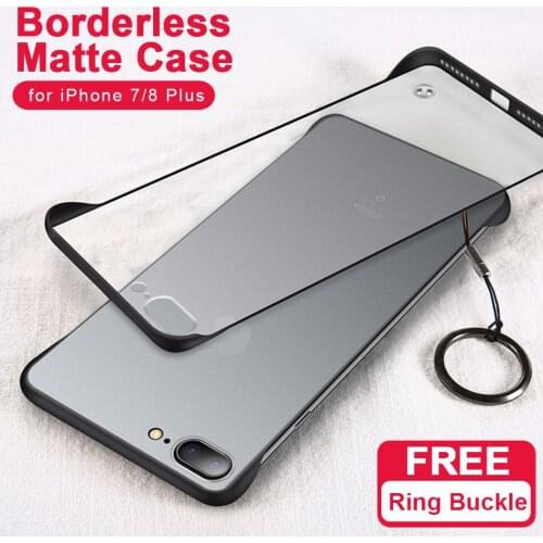 I7 Frameless Transparent Matte Hard Phone Case For iPhone 7 Plus Cover For iPhone 8 Plus With Finger Ring Cases