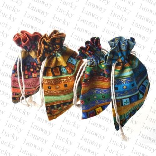 Bohemia Style 50Pcs 10x14cm Jewelry Casket Bags Vintage Drawstring Pouch Bag/jewelry Bags,christmas/wedding Bag