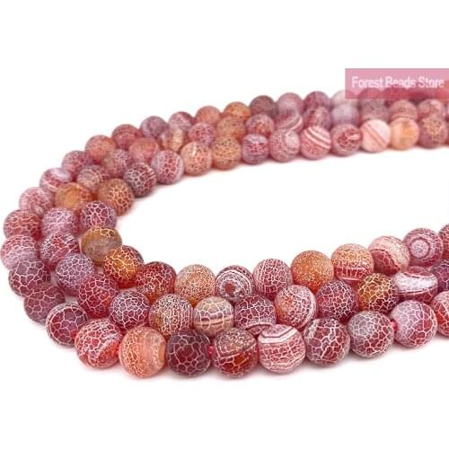Natural Frost Crab Red Agates Round Loose Beads 15" Strand 6 8 10MM Diy Bracelet Charm Beads For Jewelry Making Wholesale