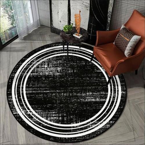 Black color living room carpet kitchen round carpet room carpet black white striped anti allergic high quality Free Shipping