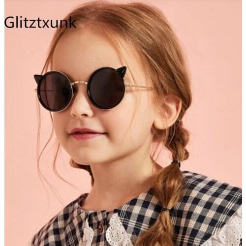 Glitztxunk Children sunglasses Round vintage 2020 kids girl Boy Cute Eyewear baby Shades Goggles UV400 fashion infant glasses