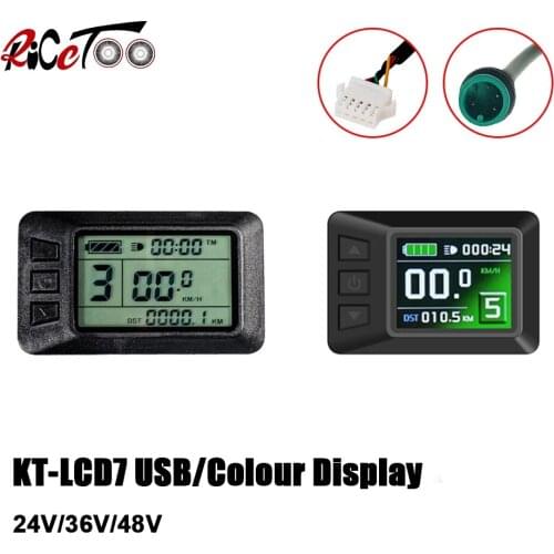 KT Electric Bike Kunteng Display LCD7 LCD7C Waterproof Accessories 24V 36V 48V Ebike Display With USB Function For Bicycle