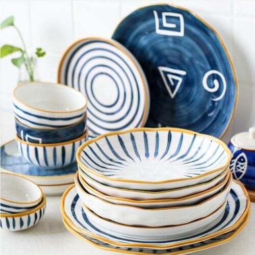 European ceramic tableware set plate instant noodles bowl household gifts dinner plates serving tray