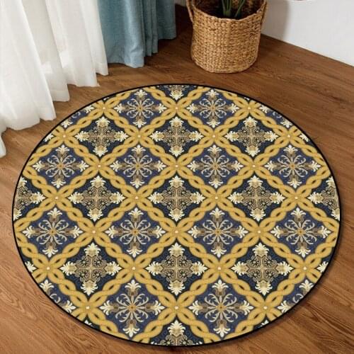 European Classic Yellow Flower Elegant Living Room Bedroom Hanging Basket Chair Round Floor Mat Carpet CustomizationCustom Size