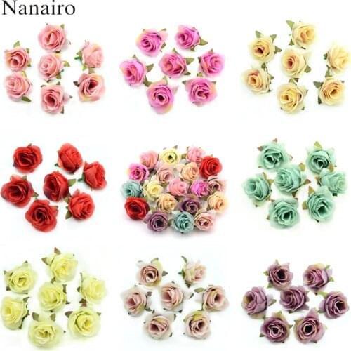 100pcs Artificial Silk Rose Bud Flower Head For Home Wedding Decoration DIY Scrapbooking Wreath Accessories Craft Fake Fowers