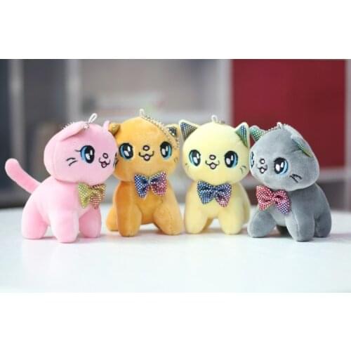 Exquisite popular cute plush soft happy kitten baby bed pendant Keychain good quality Soothing doll birthday festival gift