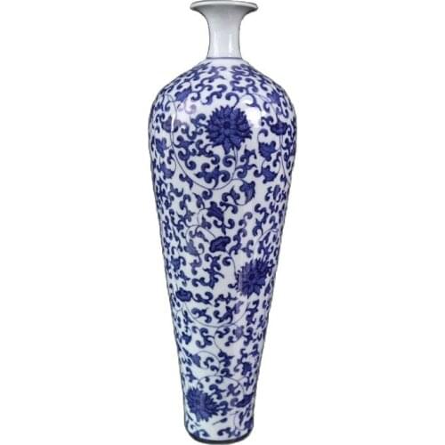 Chinese Old Porcelain Blue and White Vase With Branch Flower Pattern High Vase
