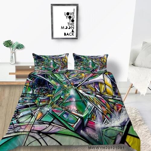 Cartoon Bedding Set Single Colorful Fashion Cool Duvet Cover For Boys Double Twin Full Queen King Bed Set Tech City Print