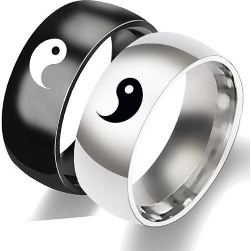 Creative Chinese Style Tai Chi Rings For Men Women Fashion Yin Yang Gossip Punk Couple Accessories Jewelry Gifts For Friends
