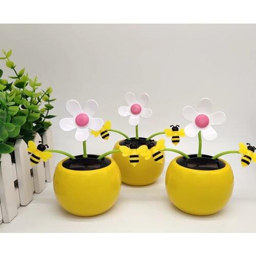 Cute Solar Powered Bobble Insect Honey Bee Car Desk Decor Kids Birthday Gift