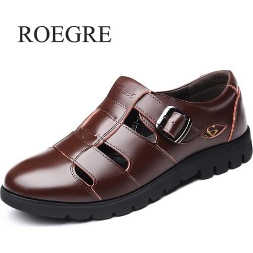 Men Sandals Genuine Leather Sandals Men Outdoor Casual Men Leather Sandals For Men Beach Shoes Roman Shoes Plus Size 38-47