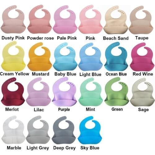 Chenkai 1PCS 25 Colors Silicone Newborn Feedings Bib Four Adjustable Button Waterproof Tableware Baby Bibs BPA Free Food Grade
