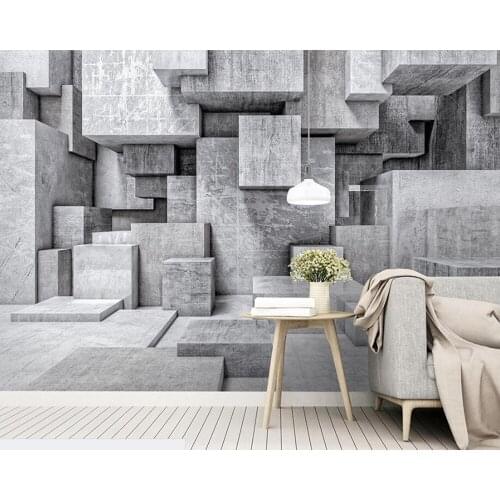 Nostalgic geometric cement wall solid 3d wallpaper mural papel de parede for bar cafe living room bedroom sofa TV wall kitchen