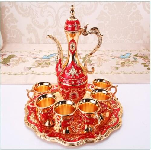 The New Wine Set Personalized Glass Upscale Metal Pattern Western-style Metal Hip Flask High-end Decoration