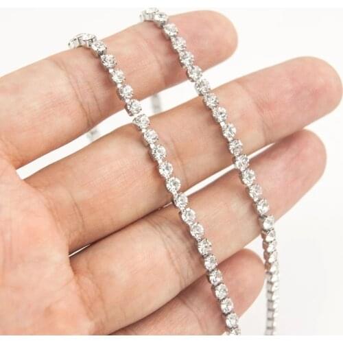 Iced Out Chain Stainless Steel Chain Necklaces For Women Men 3mm Metal Iced Out Bling Hip Hop Choker Necklace Jewelry