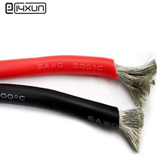 EClyxun 1Meter 6AWG Silicone wire 6 AWG 6# silica gel wires Conductor 3200/0.08mm AWG 6 high temperature tinned copper cable