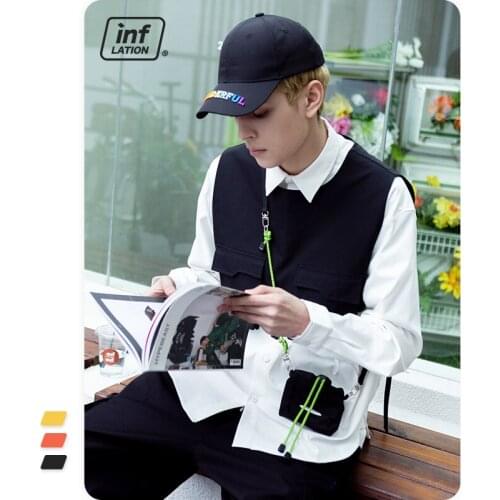 INFLATION Cool Hip Hop Waist Bag Unisex Outdoor Shoulder Bag Men 2021 Fashion Casual Drawstring Messenger Bag Men Streetwear