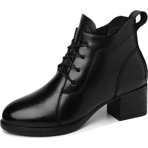 Round Toe Thick Heel Shoes Lace-Up Solid Color WomenS Shoes Water Platform WomenS Shoes