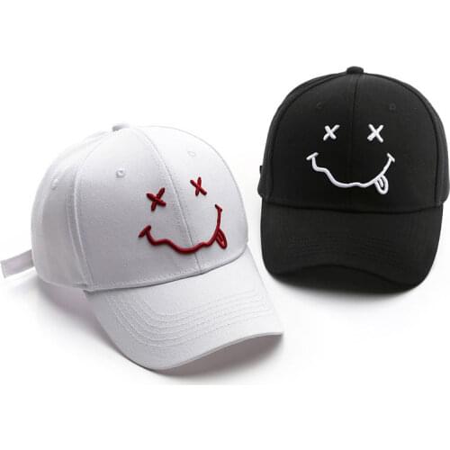 Smiling Face Embroidered Hats For Women Men Wild Bent Brim Sun Hat Fashion Simple Female Baseball Cap gorras hombre