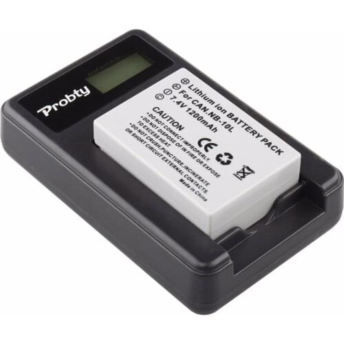 Probty NB-10L NB10L NB 10L Battery + USB LCD Charger for Canon PowerShot G15 G1X G16 SX50 SX40 G3X SX40HS SX50HS SX60HS Camera