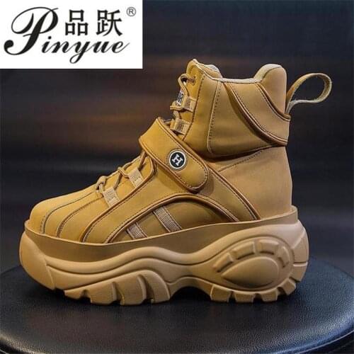 Autumn Designer Wedges Platform Sneakers Women Shoes Leather High Top Sneakers Hidden Increasing Basket Femme Leisure boots
