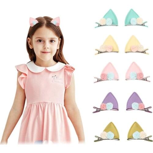 1 Pair Baby Girl Cute Hair Clip Handmade Cat Ear Hair Clips Fashion Headdress Kids Hairpins Headdress Hair Accessories