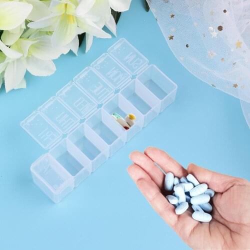 1pc Portable 7 Day Weekly Clear Drug Tablet Pill Box Medicine Holder Splitters Storage Organizer Container Case