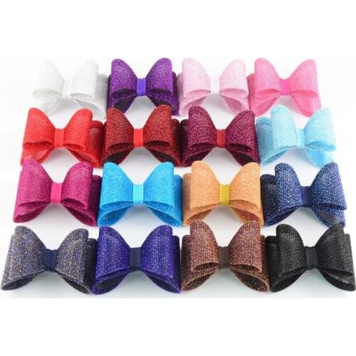 120pcs/lot 18 Color 2.8 Inch Large Luxe Gold Dust PVC Bows Unfinished For girl Headbands Clips DIY Hair Accessories HDJ105