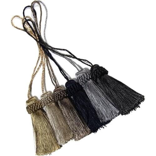 4Pc Decorative Curtains Doors Tassles Bookmark Small Tassel for Crafts Keychains Trim Silk Tassels Keychain Golden Fringe Brush