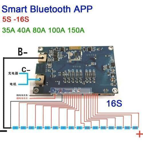 5S-16S Smart Bluetooth 40A 80A 100A 150A Li-ion Lifepo4 LTO Lithium Battery Protection Board BMS 7S 8S 10S 12S 14S 24V 36V 48V