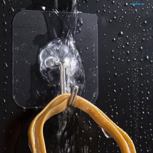 8PCS Paste Hooks Transparent Strong Self Adhesive Seamless Hooks Kitchen Bathroom Door Wall Hangers Hooks Suction Cup Hooks