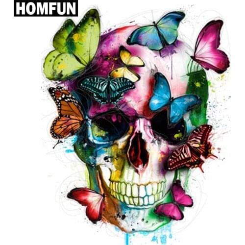 HOMFUN Full Square/Round Drill 5D DIY Diamond Painting "Skull Butterfly" Embroidery Cross Stitch 5D Home Decor Gift A03823