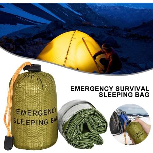 Outdoor Bivy Emergency Sleeping Bag Camping Survival Thermal Blanket Waterproof PE Aluminum Film Thermal Insulation Mat Hiking