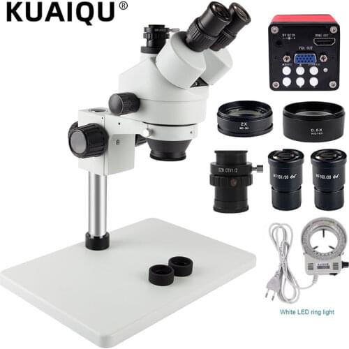Digital Camera HDMI VGA Simul-Foca Trinocular Stereo Microscope With LED Illumination Ring Light For PCB Board Soldering Repair