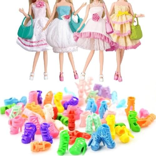 20 Pairs Mini Plastic Doll Decorative High Heeled Shoes Sandals Toy Accessories Decoration for Barbie Doll Accessories Toys Gift