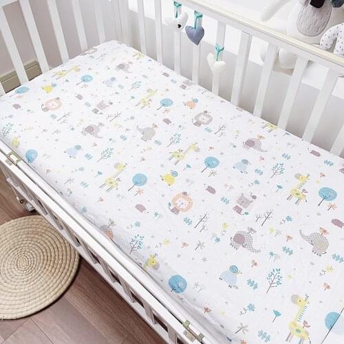 Nordic Newborn Baby Cot Sheet On Elastic Children Cradle Matress Cover Cotton Cartoon Print Kids Bedding Set Sheet 120*60cm
