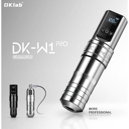 DKLAB Wireless Tattoo Machine Pen Gun,Extra 2 Grips & Rca Connector,for Permanent Makeup,Coreless Motor,DK-W1 Pro