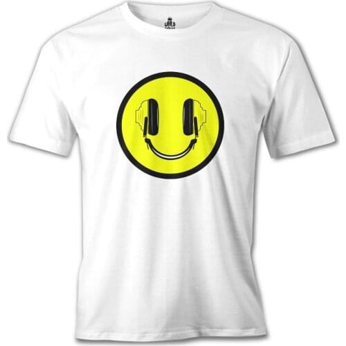 Dj Smile Smiling Face White Men Women Unisex Tshirt High Quality Famous Turkish Fabric and Textile T-shirt Production printed T-Shirt
