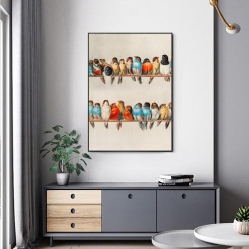 Artistic Birds on Branches Wood Landscape Oil Painting on Canvas Poster Print Wall Picture For Living Room Cuadros Decor