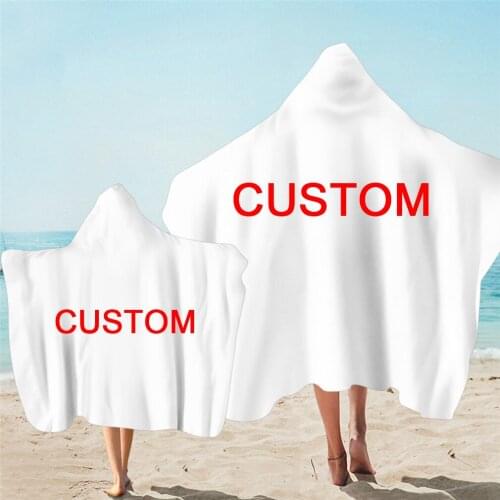 Custom Personalized 3D Printed Bath Swim Beach Towels Kids Adults Hooded Towel Wrap