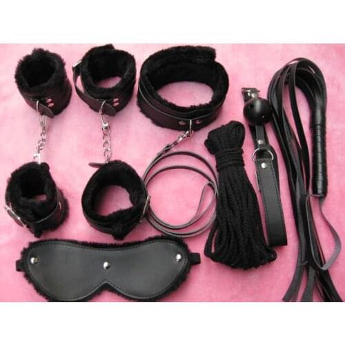 Sex products,toys,bondage toys Adult health supplies taste 7 piece suit leather Plush suit bound offbeat toy suit