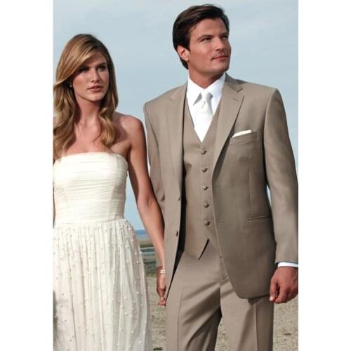 Classic Wedding Male men suit Notched Lapel Two Button Groomsman Tuxedos Wedding mens Suits ( jacket+Pants+vest+tie)