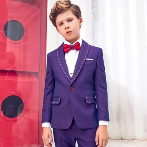 Kids Jacket+Pants+Bowtie 3Pcs Clothing Set Boys Wedding SuiGentleman Children Day Graduation Chorus Performance Dress Costume