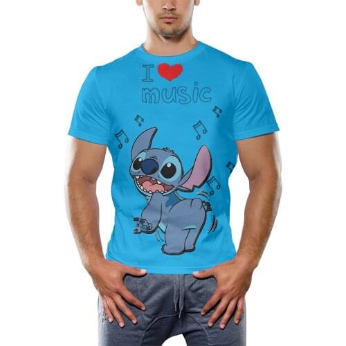 Disney 2021 Summer Cartoon Childrens T-Shirt Creative stitch 3d Printing Round Neck Top Street Boy Girl Cute Anime Short Sleeve