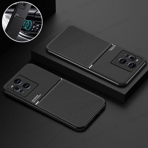 Magnetic Silicone Phone Case For OPPO Find X3 X2 Pro A15 Leather Texture Shockproof Case For Realme C12 Reno 5 Pro Phone Cover