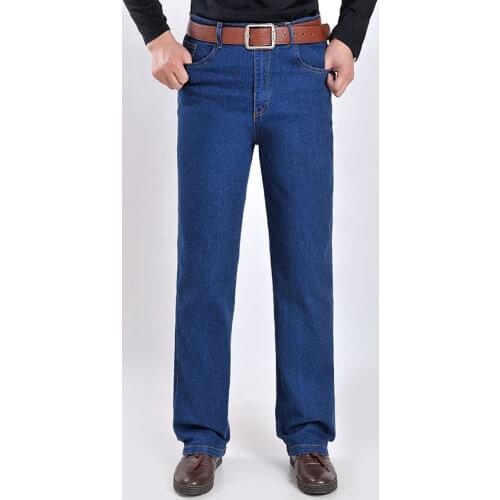 Mans Solid Black Blue Jeans Trousers Elastic Skinny Men Jeans Social Casual Denim Pant Male Slim Jeans Classic Fashion Style