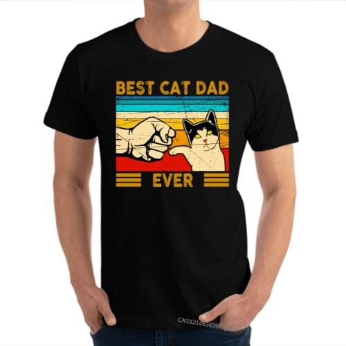 Best Cat Dad Ever Cat Daddy Vintage T Shirts Lover Father Camisa 100% Premium Cotton Funny Cat Best Birthday Tshirt for Men