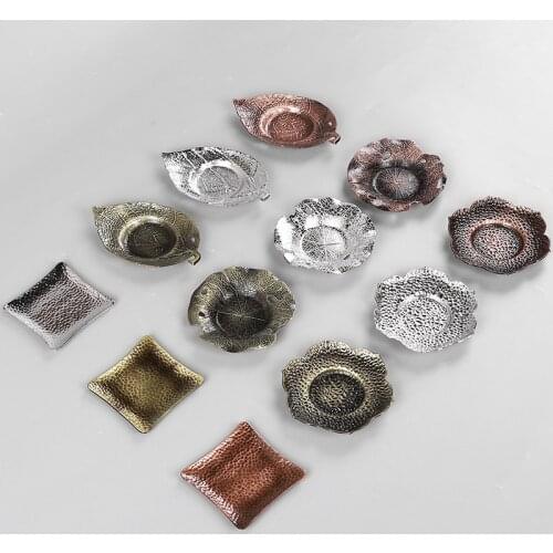 2pcs/Lot Copper alloy coaster Kung Fu tea set tea ceremony tea saucer tea cushion cup cushion Japanese tin cup holder coaster